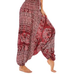 Pantalones hippies roja impresos